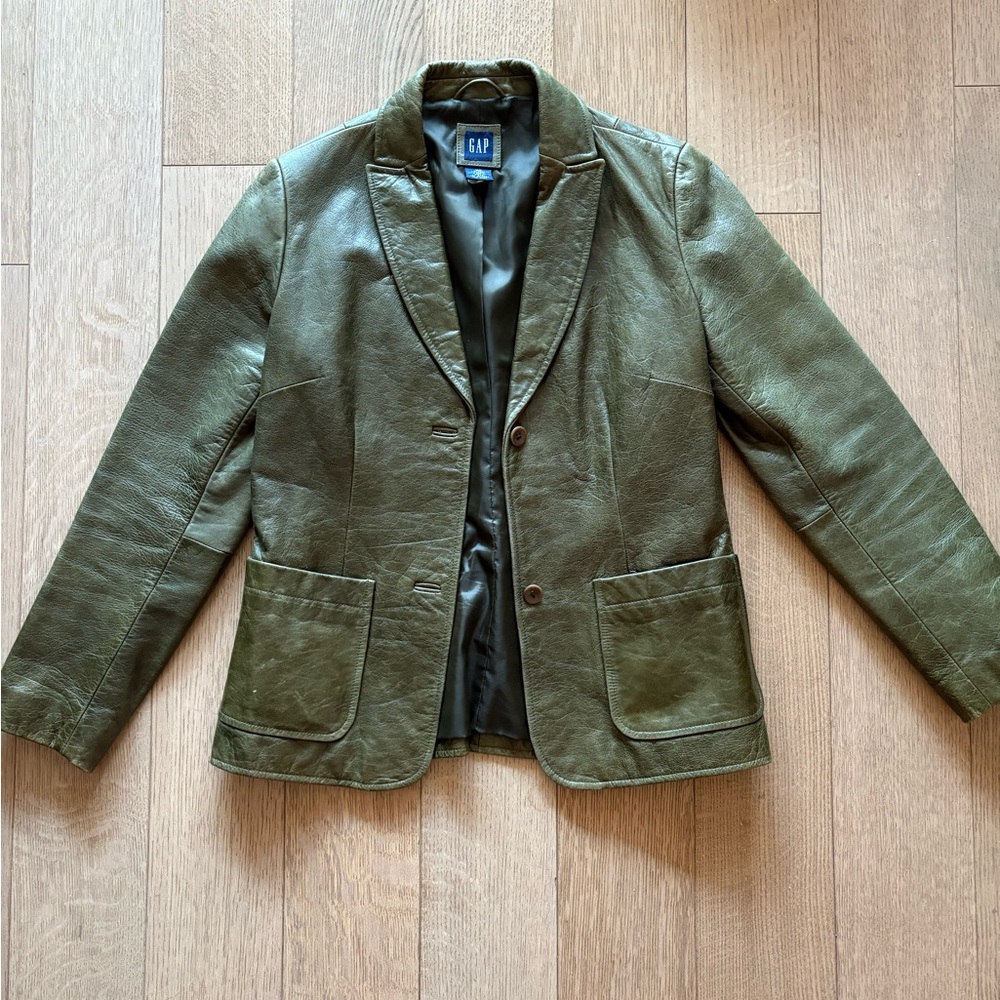 GAP Olive Green Leather Jacket